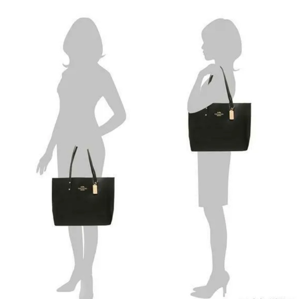 COACH tote Bag Black Leather - Picture 2 of 13